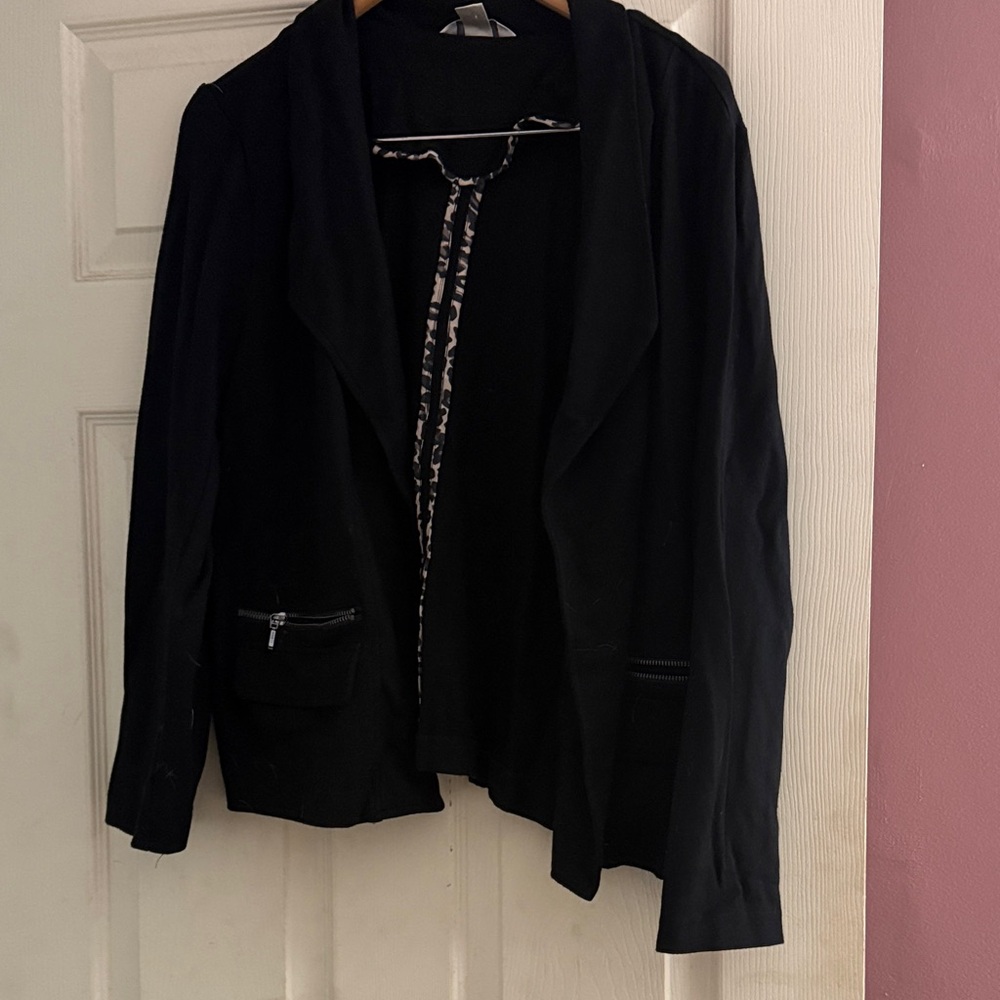 Christopher and Banks Black Women's Open Front Blazer Jacket